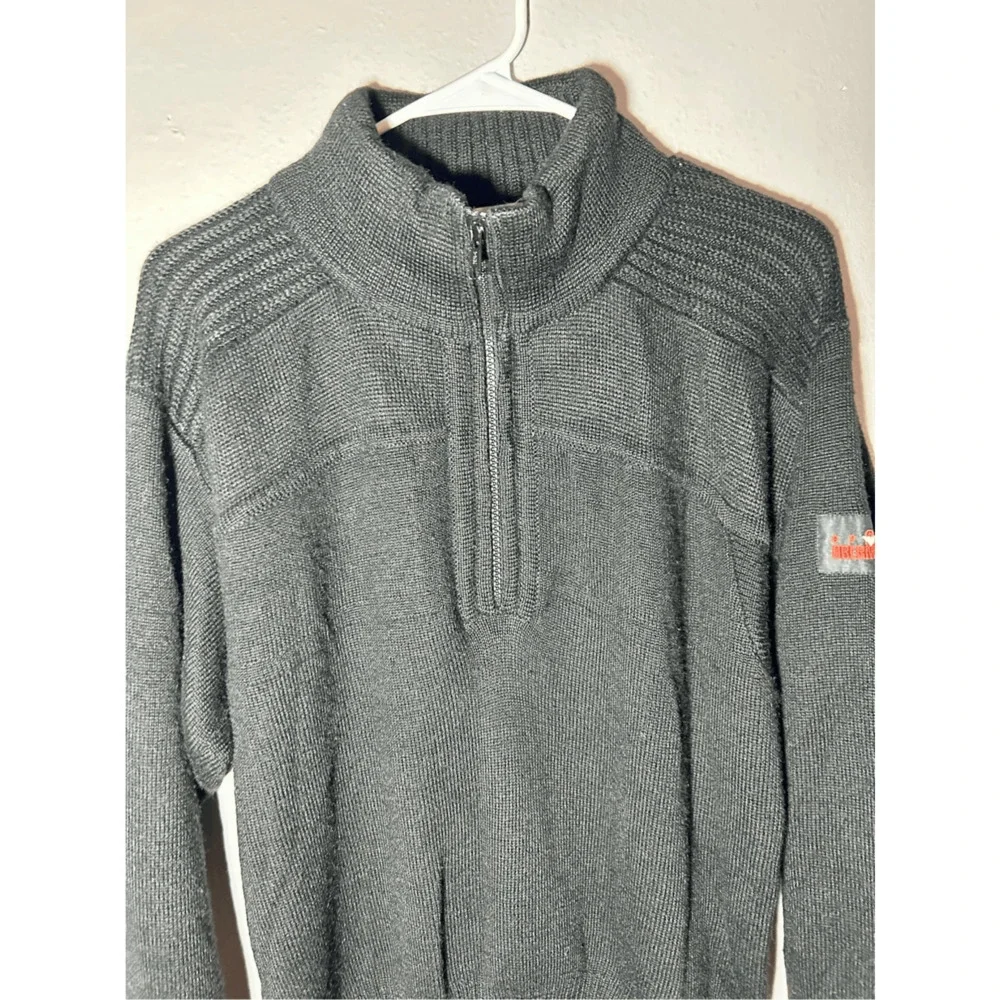 Vintage Men’s Obermeyer Sport Stefan Ski Sweater 1/4 Zip Wool Blend Black Sz S